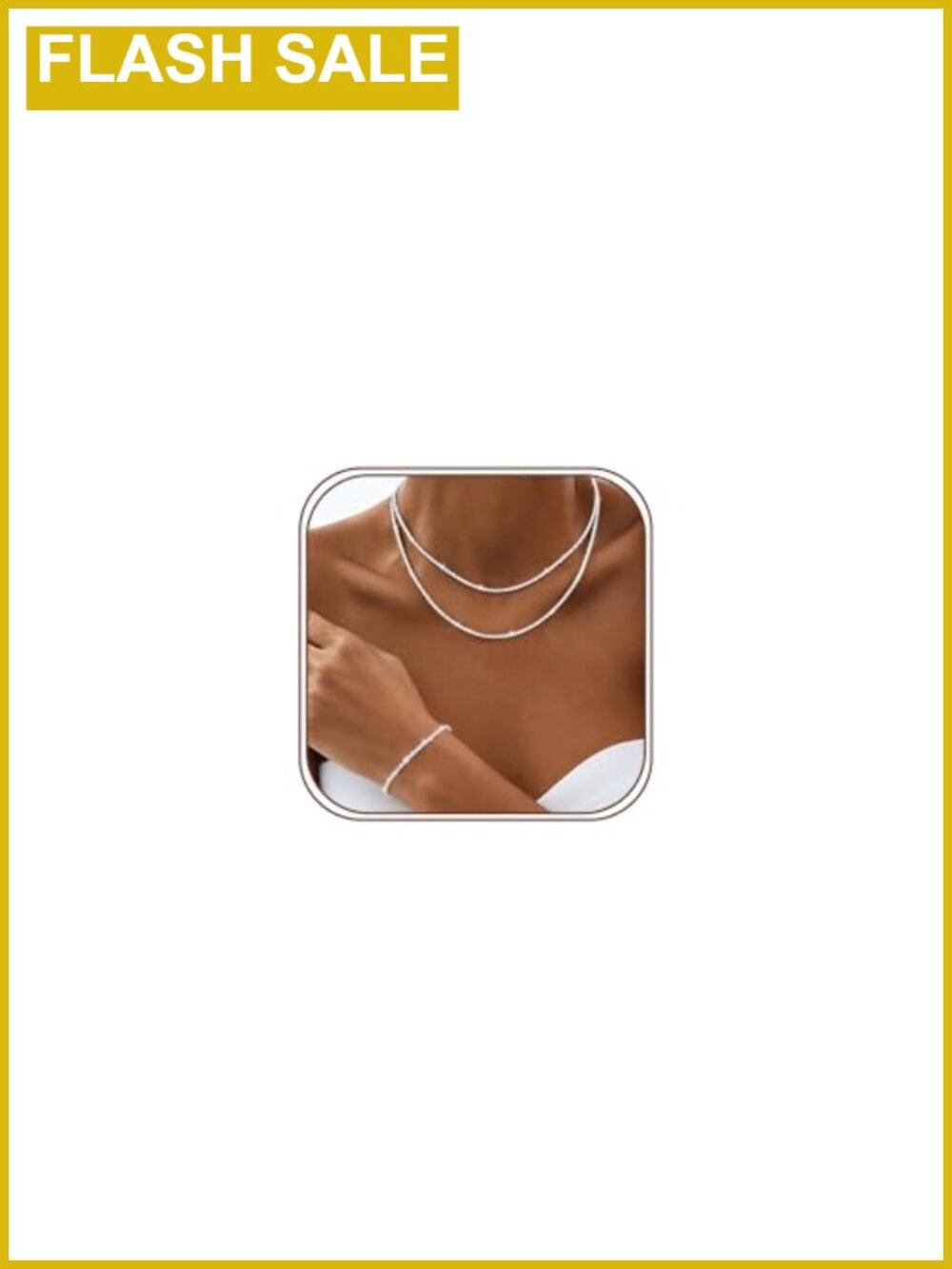 Sterling Silver Plated Layered Necklace Bracelet Set Twisted Rope Chain